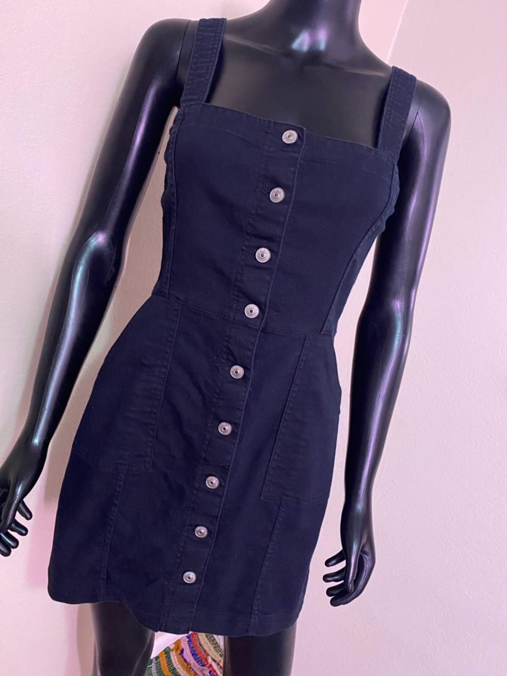Divided Black Button-Front Mini Dress